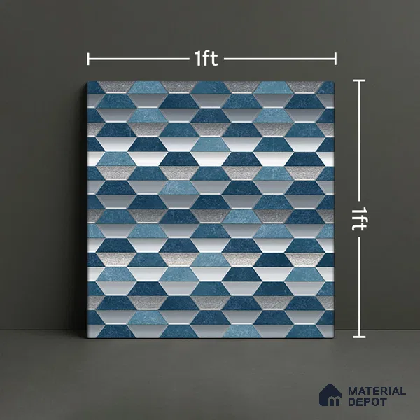 Geometric Wall & Floor Tile TL 07237 D Alpi 8002 GLM (Silver) 1 ft x 1 ft Ceramic Matte Finish - 9 mm  | 2 mm Spacer is Mandatory | Please Expect a Slight Variation of Pattern (Sample)